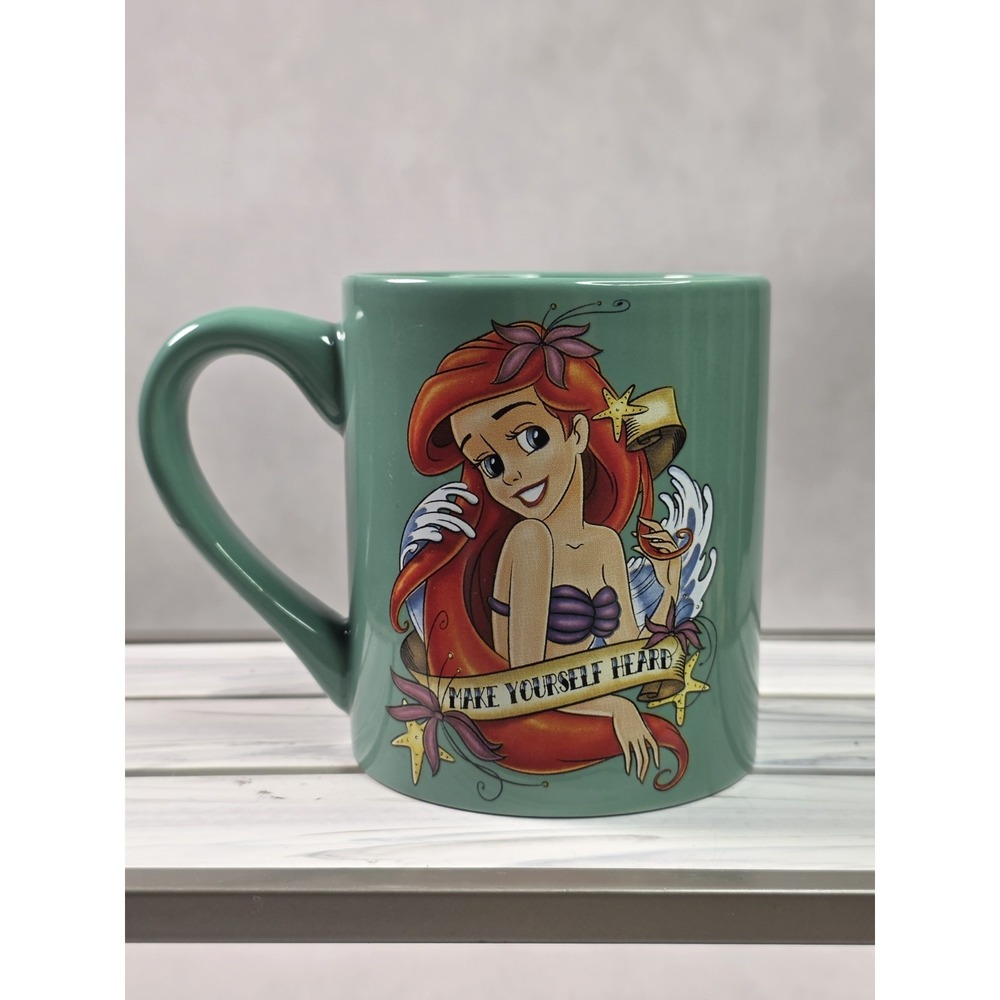 Disney The Little Mermaid Ariel 14oz Coffee Mug Make Yourself Heard Green Cup
